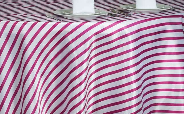 fushia and white stripes linen