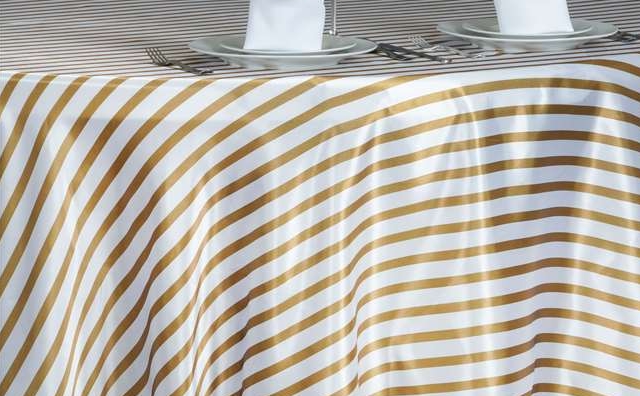 gold and white strips linen