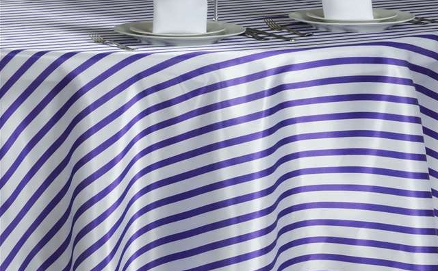 purple and white stripes linen