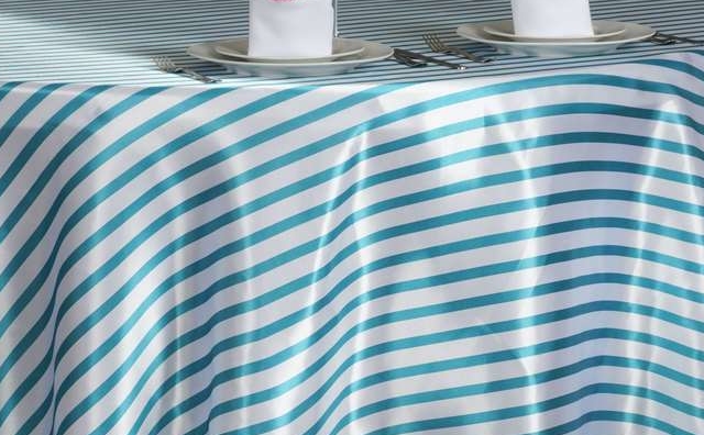turquoise and white stripes linen