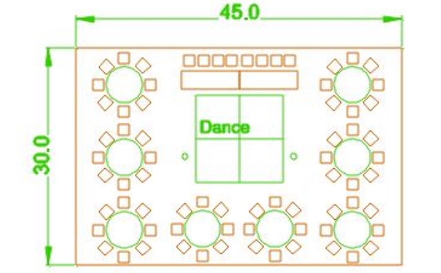 30x45 party tent layout