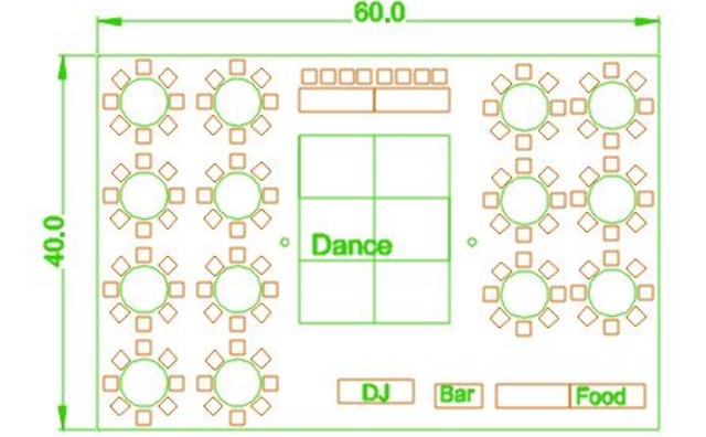 40x60 party tent layout
