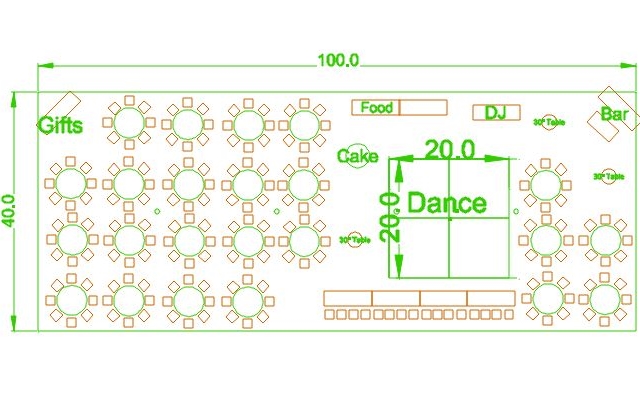 40x100 party tent layout