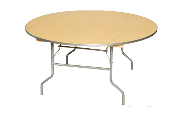 4 ft. round wood table with alluminum edging