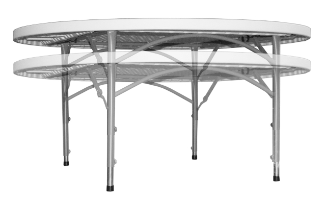 5 ft. round plastinc table with adjustable legs