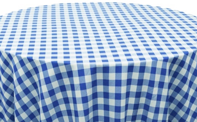 blue and white checkered linen