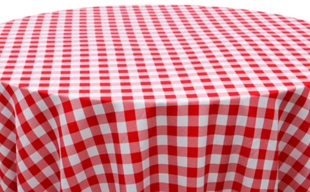 red and white checkered linen