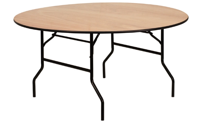 Round wood folding banquet table